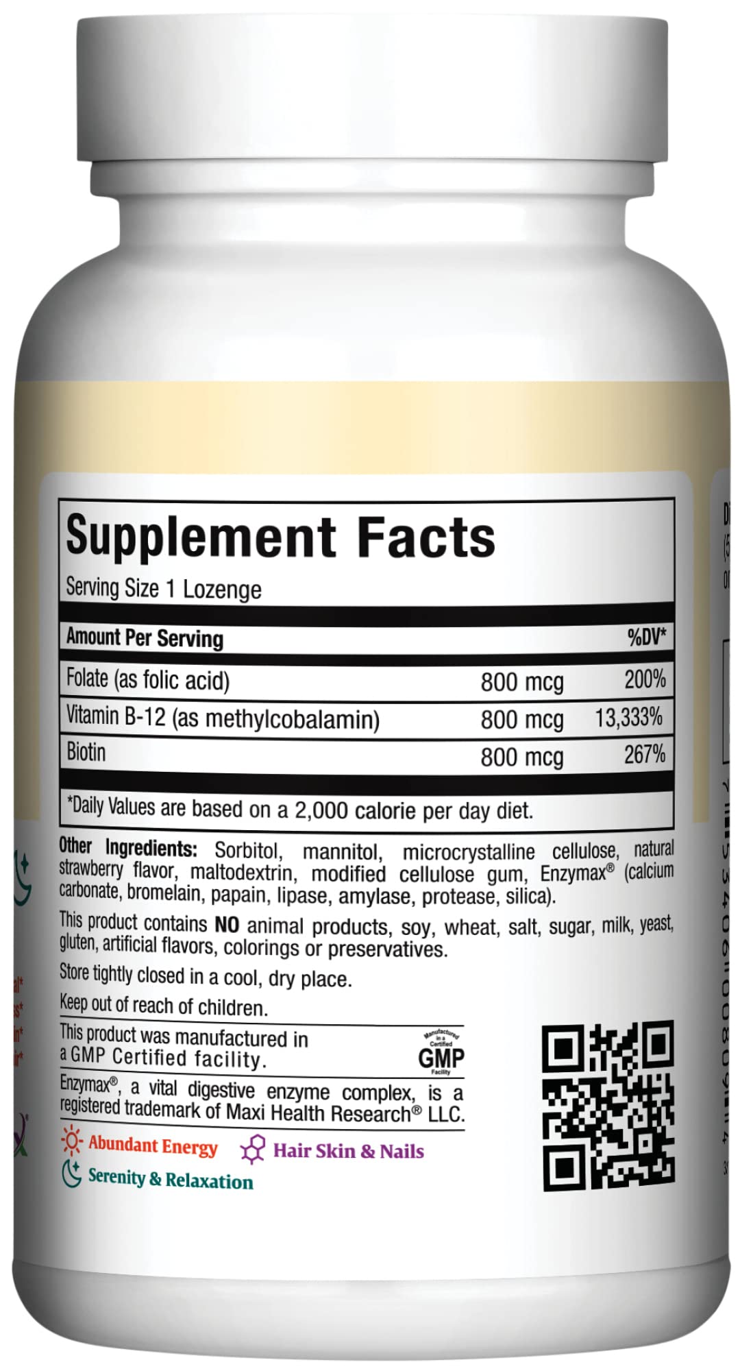 Maxi Health® Vitamin B12 Lozenges with Folate & Biotin (90 Count) — Amazon image 2