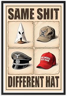 No Kings Protest Signs To Carry Wall Art,Same Shit Different Hat Poster,Funny Protest Statement Sign Canvas Print,Wall Decor For Office Living Room 16X24 in Unframed