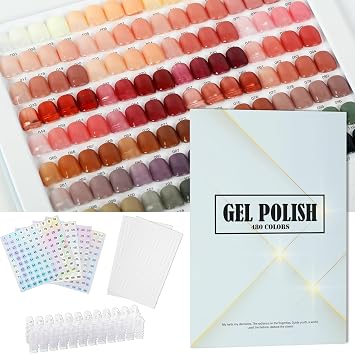480 Nail Swatch Book,Professional Nail Polish Chart Book with 600 Practice Tips & 1-500 Number Labels, Pre-Numbered Slots,Perfect for Salons and Home UseStarry Sky