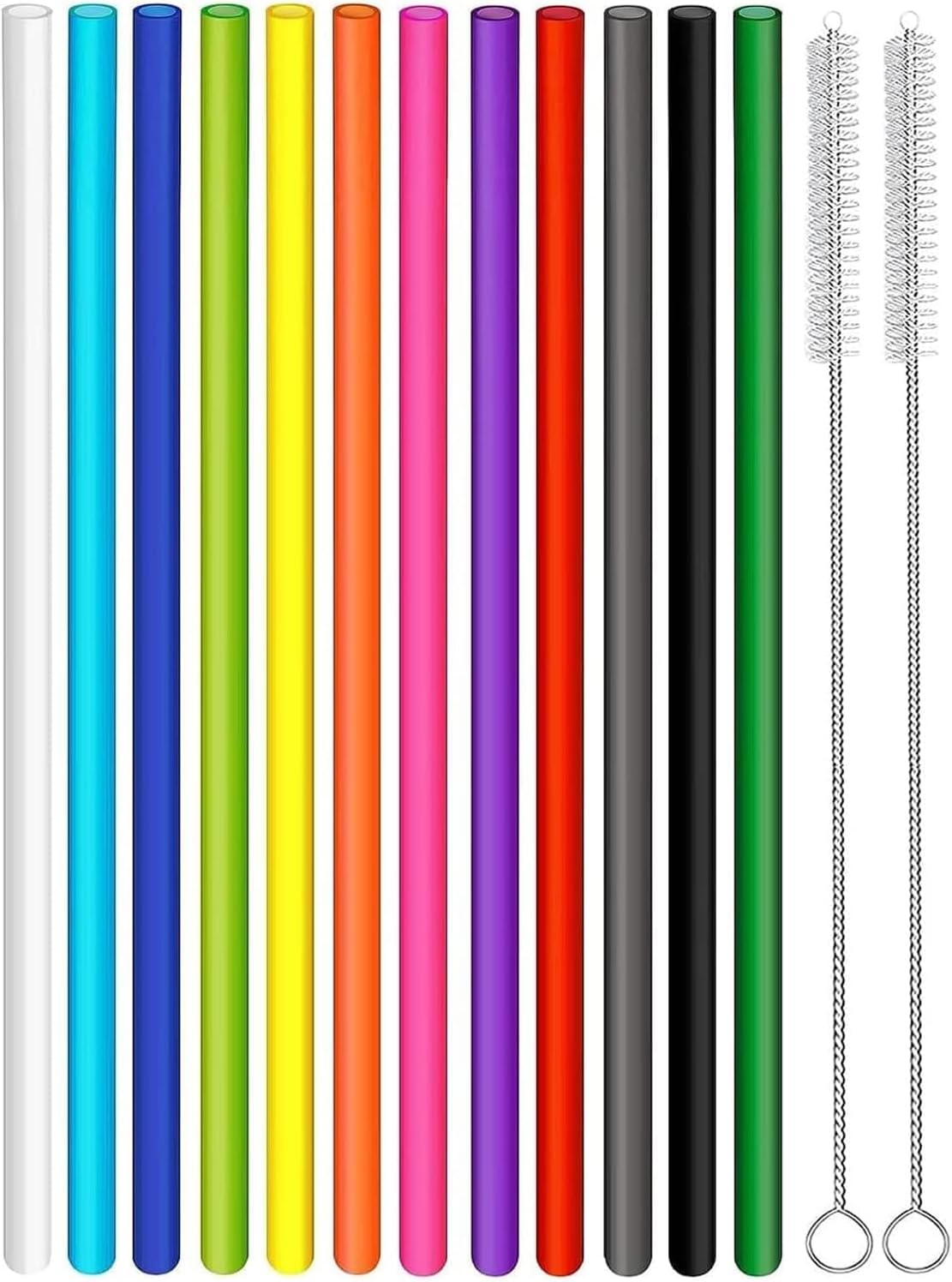 14 Pack Replacement Straws for 40 oz Stanley Adventure Travel Tumbler Cup, Reusable Plastic Straws with Cleaning Brush, Compatible with 40oz 30oz 20oz 14oz Stanley Water Jug, 12inch