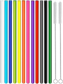14 Pack Replacement Straws for 40 oz Stanley Adventure Travel Tumbler Cup, Reusable Plastic Straws with Cleaning Brush, Compatible with 40oz 30oz 20oz 14oz Stanley Water Jug, 12inch