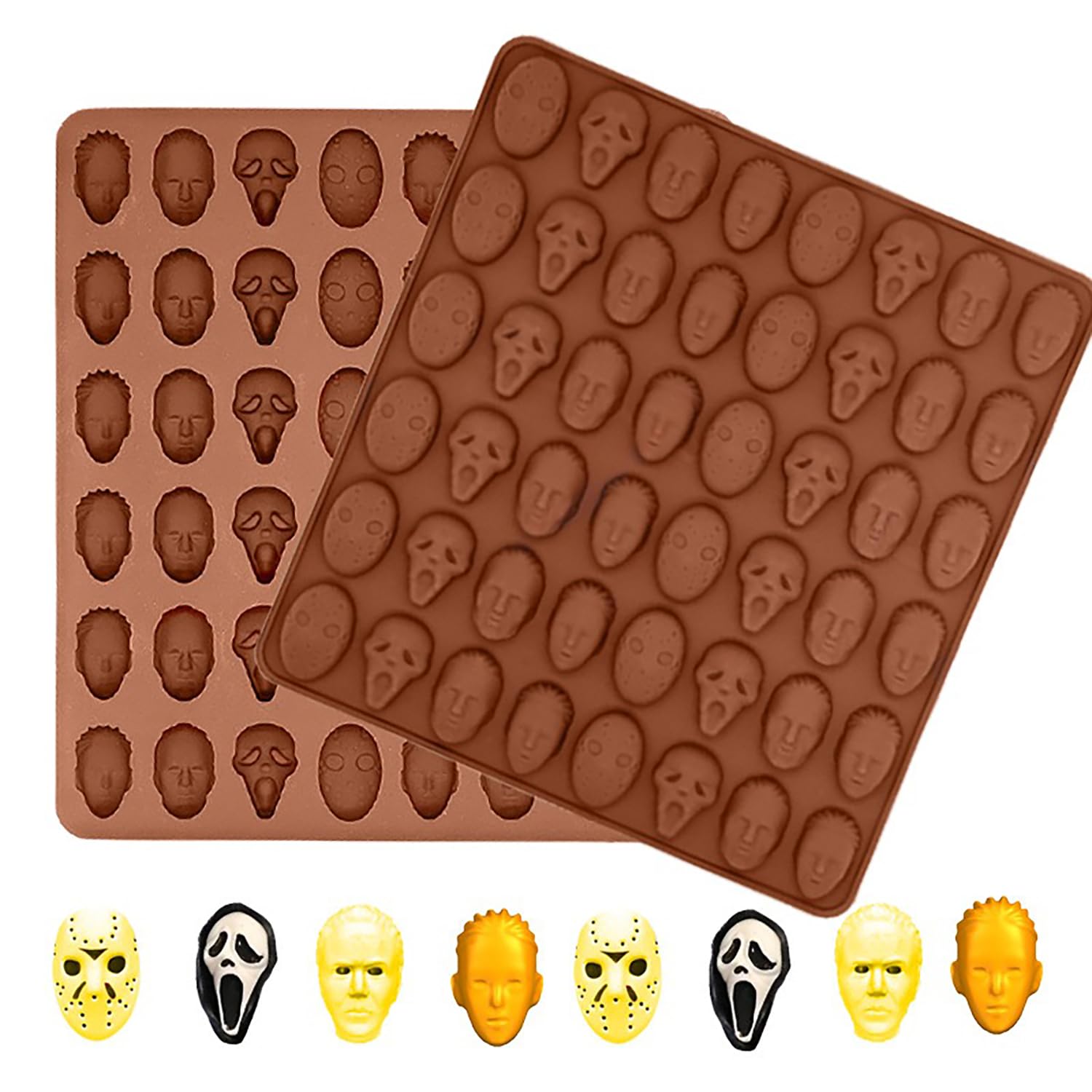Halloween Skull Chocolate Mold - Pink Silicone -12