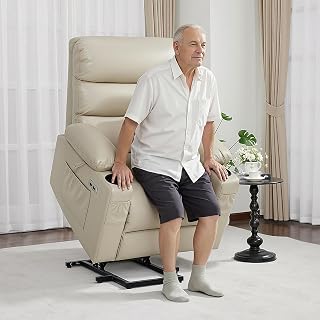 Fernsehsessel mit Elektrisch Aufstehhilfe. Seniorensessel mit Liegefunktion bis 140°; Relaxsessel mit USB & TYP-C Anschlüsse (Cremeweiß)