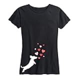 Dachshund Chasing Hearts - Women's Short Sleeve Graphic T-Shirt