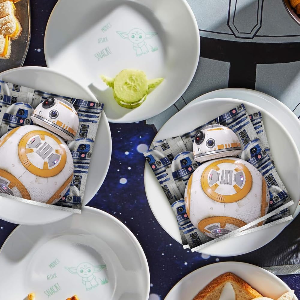 Multicolor Star Wars Classic Luncheon Napkins (16 Count) - Iconic & Eco-Friendly Material, Perfect for Every Galactic Gathering