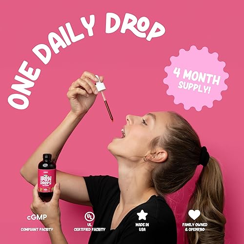 Miniatura 4 de Iron Supplement for Women Iron Drops Daily Support, 20mg of Polysaccharide Iron Complex Iron Free Taste, Natural Sweeteners, Vegan and Pareben Free