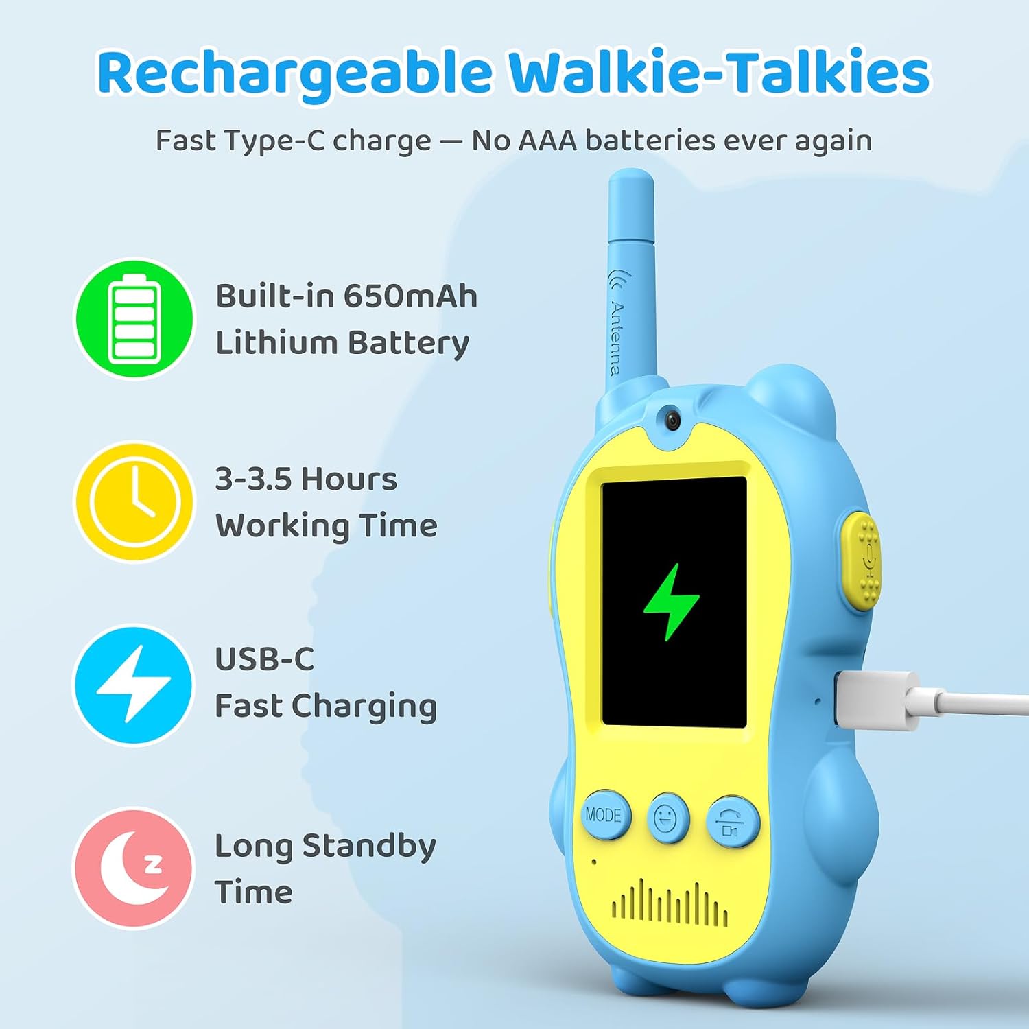 Video Walkie Talkies for Kids, 2 Pack Rechargeable Two Way Radios with Video Call & Audio-Only, Voice Changer & Sticker Effects, Long Range Indoor Outdoor Camping Toys for Boys Girls 3-12