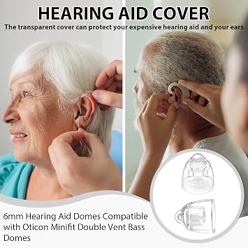 20Pcs Hearing Aid Domes for Oticon, 6mm Hearing aid Accessories Domes Double Vent Hearing Aid Dome Silicone Ear Tips Hear Aids Accessories Compatible with Oticon Minifit