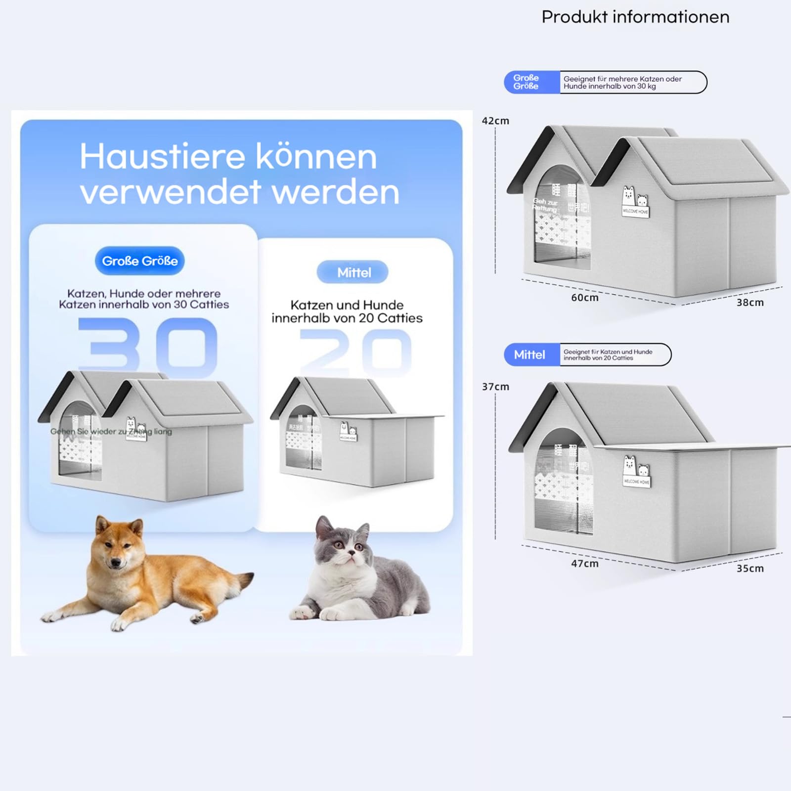 Kühlhaus für Katzen im Sommer – Faltbares Katzen Kühlhaus mit 3-Schicht-Isolierung & Eiskristallbox, Kratzfestes Oxford-Gewebe, Kühlende Katzenhütte für Hunde & Katzen bis 15 kg (Green-3,M)