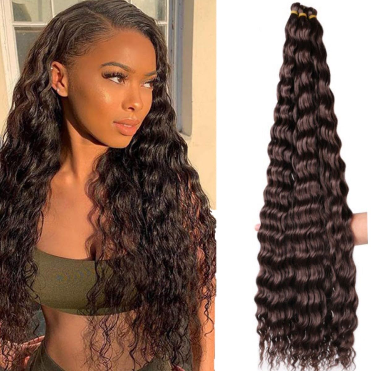 KARLOR Dreads para trenzar, 3 extensiones de pelo afro de 30 pulgadas, trenzas trenzas de pelo ondulado profundo para trenzar trenzas de pelo sintético (4#)