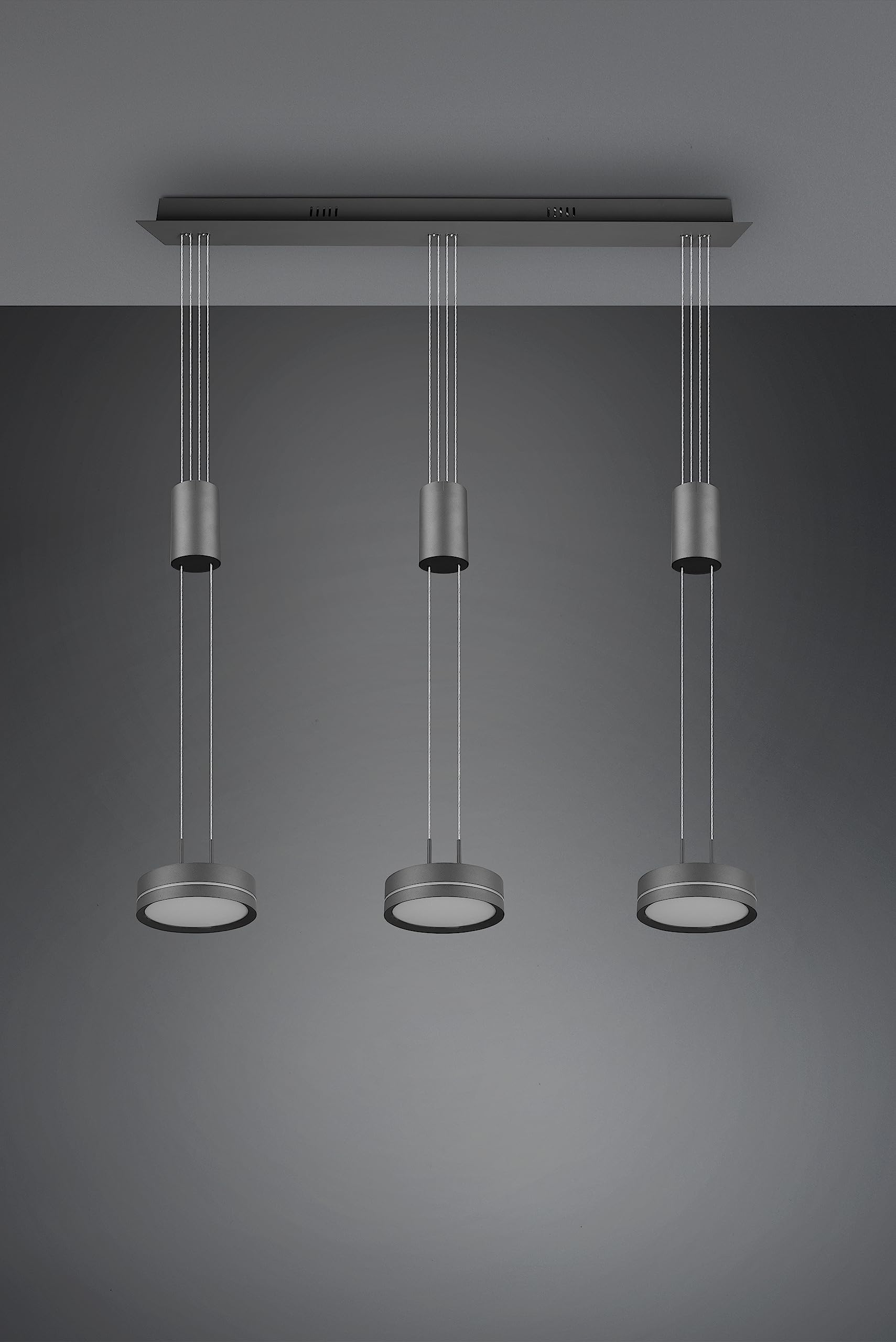 Trio Leuchten LED Pendelleuchte Franklin 326510342, Metall Anthrazit, inkl. 2x 9 Watt LED, Switch Dimmer