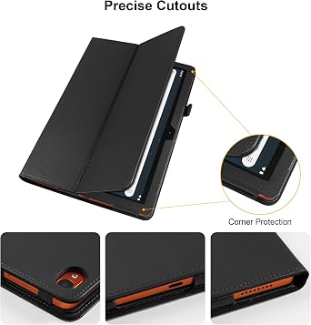 Case for Onn 7 Inch Tablet (2024 Model) Gen 4 - Slim Lightweight Folio PU Leather Folding Stand Cover Case + 1 Random Stylus (Black)