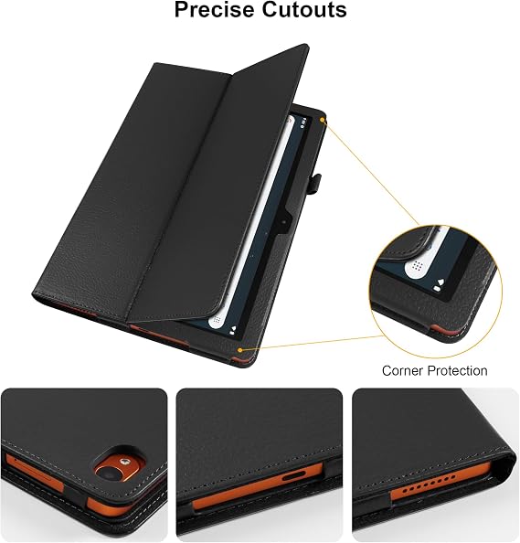 Case for Onn 7 Inch Tablet (2024 Model) Gen 4 - Slim Lightweight Folio PU Leather Folding Stand Cover Case + 1 Random Stylus (Black)