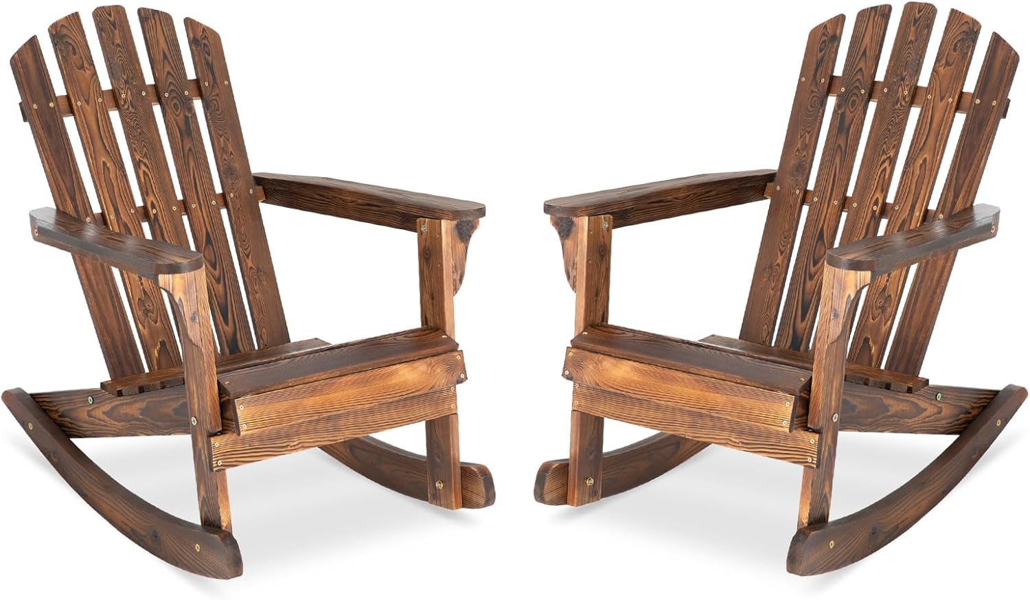 Adirondack Rocking Chairs Set of 2 - Outdoor Wood Rocking Chair, Patio Rocker Rocking Chair High Backrest for Porch, Balcony, Backyard, Poolside