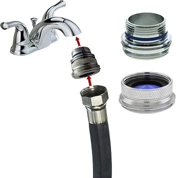 Cache to Hose Faucet Adapter - Convert Hidden Aerator to Take 3/4" Male for Kitchen Appliances Metal Design Attachment Tiny Junior
