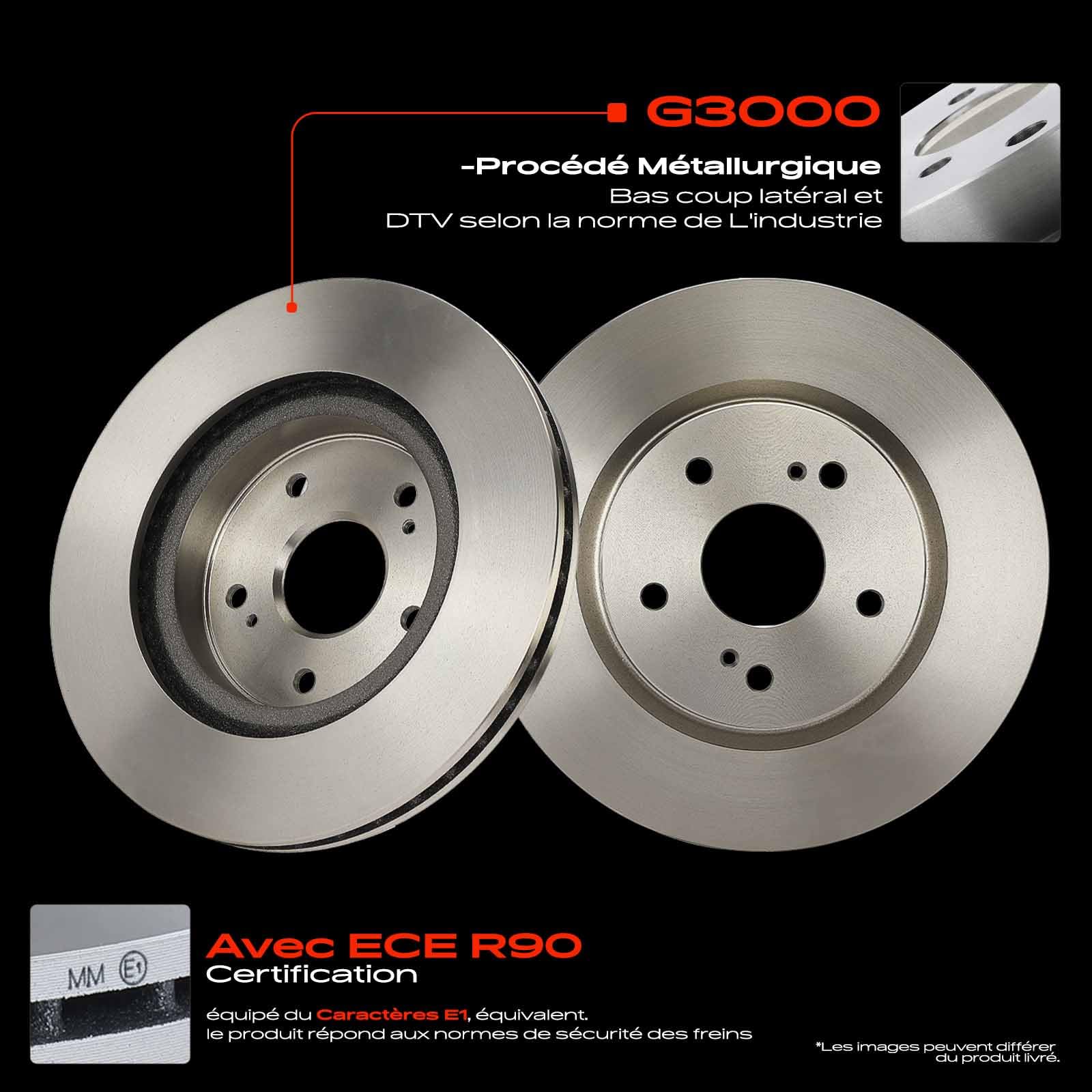 Frankberg 2 disques de frein + 4 plaquettes de frein | GJYB3323ZB, G2YD3323Z; Compatible avec: