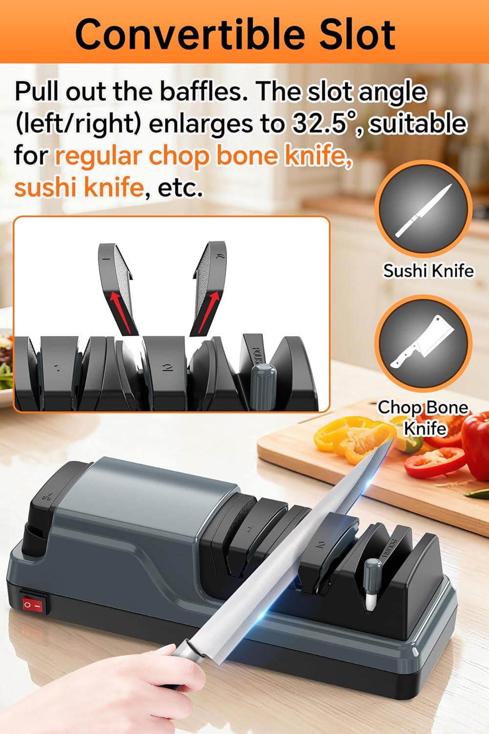 5 in 1 Electric Knife Sharpener Multifunction, Professional Knife Sharpener Electric for Sharpening and Polishing, Quick Restore Kitchen Knives and Scissors, Grey