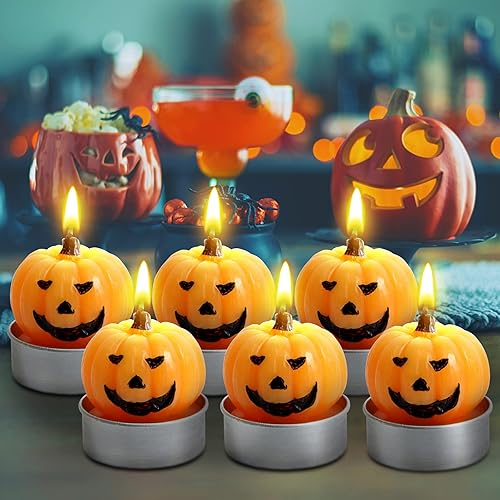 Paquete de 6 velas de calabaza de Halloween, calabaza de Halloween, velas de celebración de Halloween, velas de calabaza brillantes y vívidas para disponible en Yaxa Peru