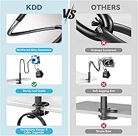 Vista 5 de KDD Gooseneck Tablet Stand, 360° Adjustable Phone & iPad Holder for Bed and Desk, Flexible Arm Mount Clip for Video Recording, Bedside & Headboard