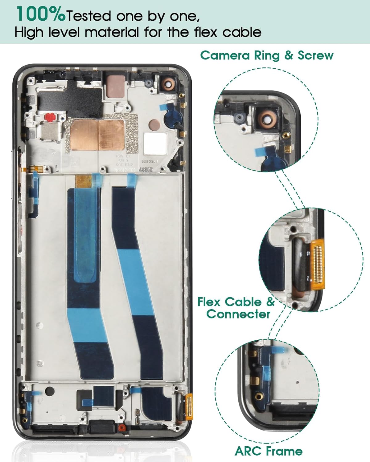 OLED for Xiaomi Mi 11 Lite 5G Screen Replacement for Xiaomi Mi 11 Lite LCD Screen for Mi 11 Lite Digitizer M2101K9G, M2101K9C, M2101K9R Display Touch Screen Assembly Repair Parts with Frame