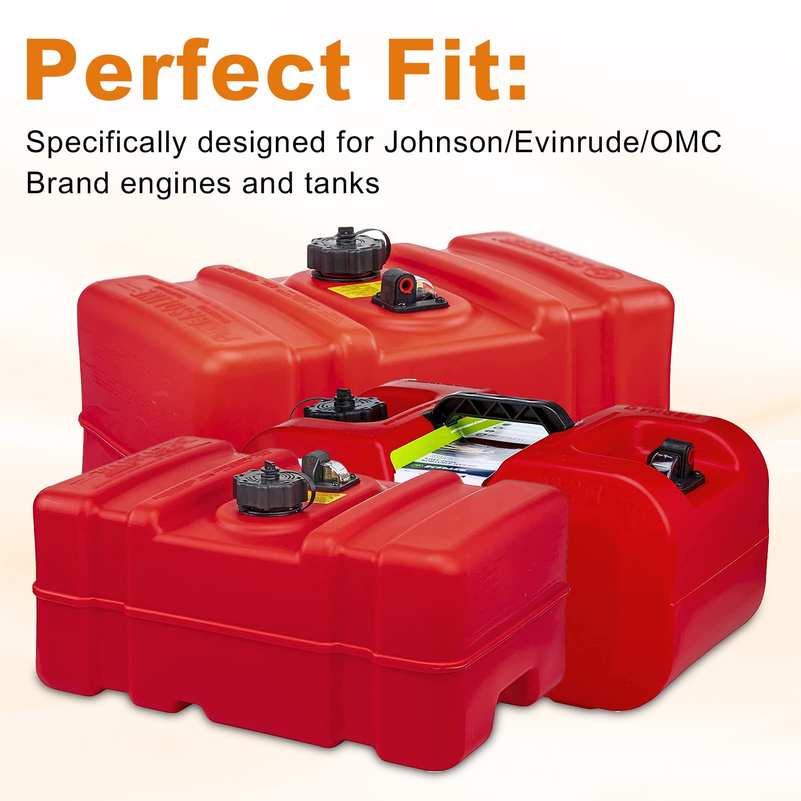 Boat Fuel Tank Kit For OMC Johnson/Evinrude Outboards - Includes 22.7 Litre Tank, Fuel Line & Fittings
