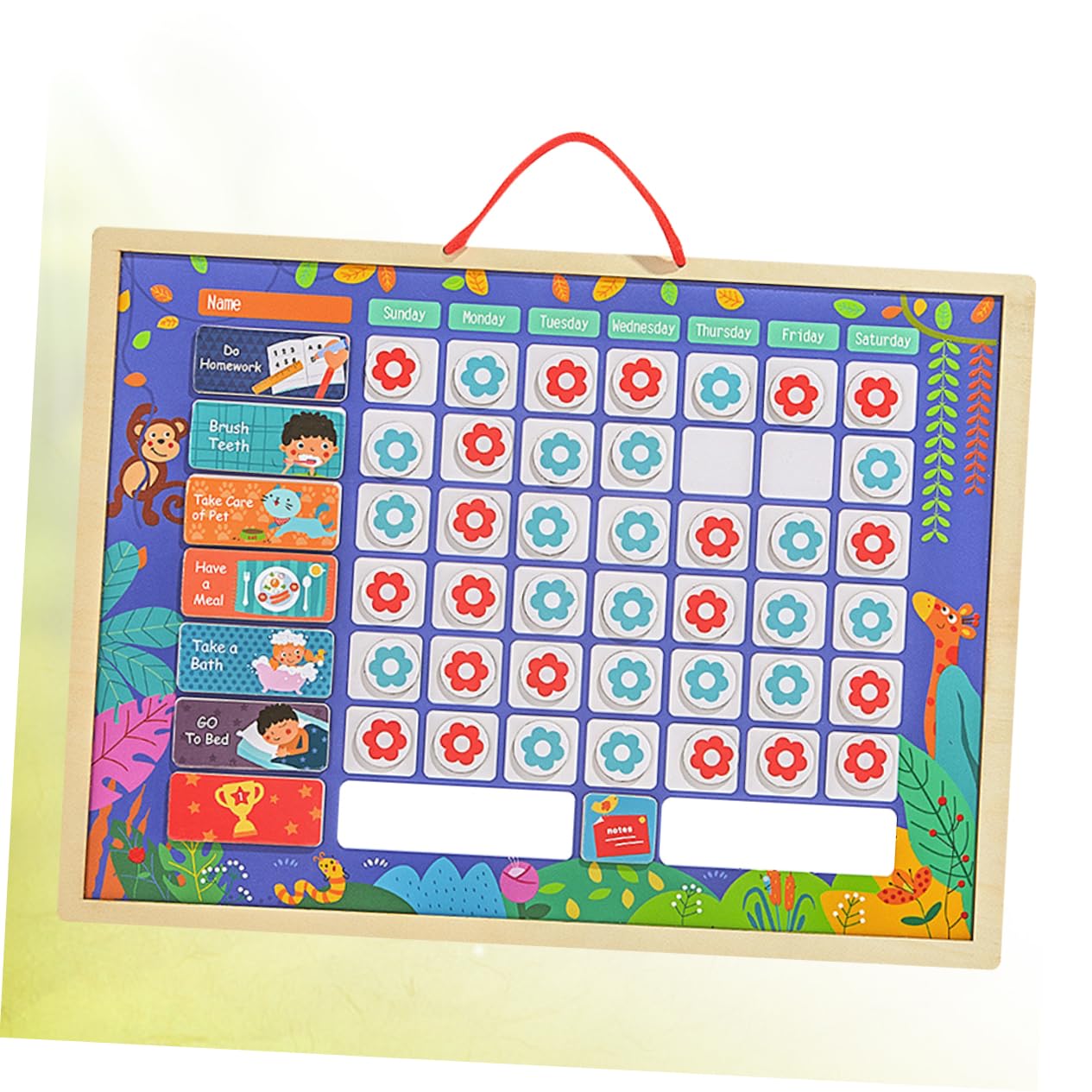 Tofficu Tabla de Recompensas Estándar para Niños de Madera y Colgante | Registro de Crecimiento, Tablero Reutilizable para Escribir, Enseña Organización y Hábitos