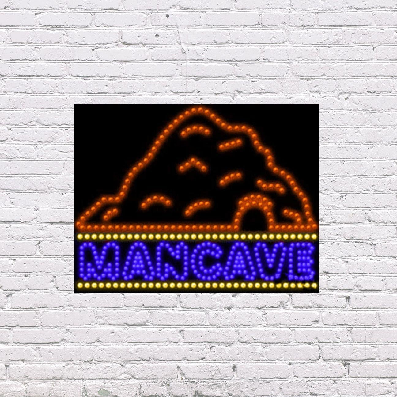 - LED Mancave Sign for Retail Business Displays |Advertising Electronic Light Up Sign for Windows Walls | 20"h x 26"w x 1"d