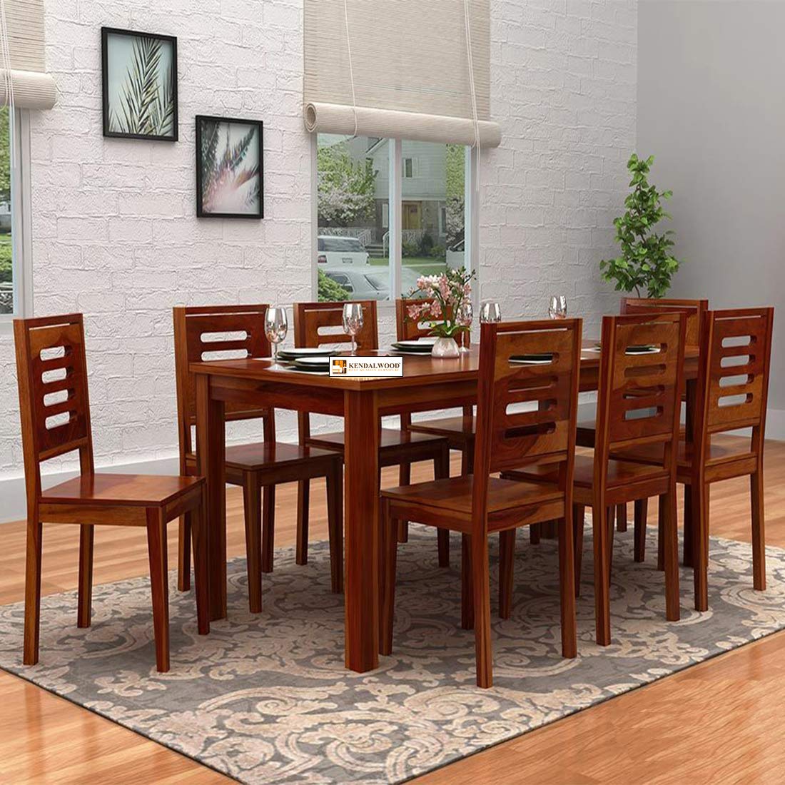 KendalWood™ Furniture Sheesham Wood Dining Table with 8 Chairs | 8 ...