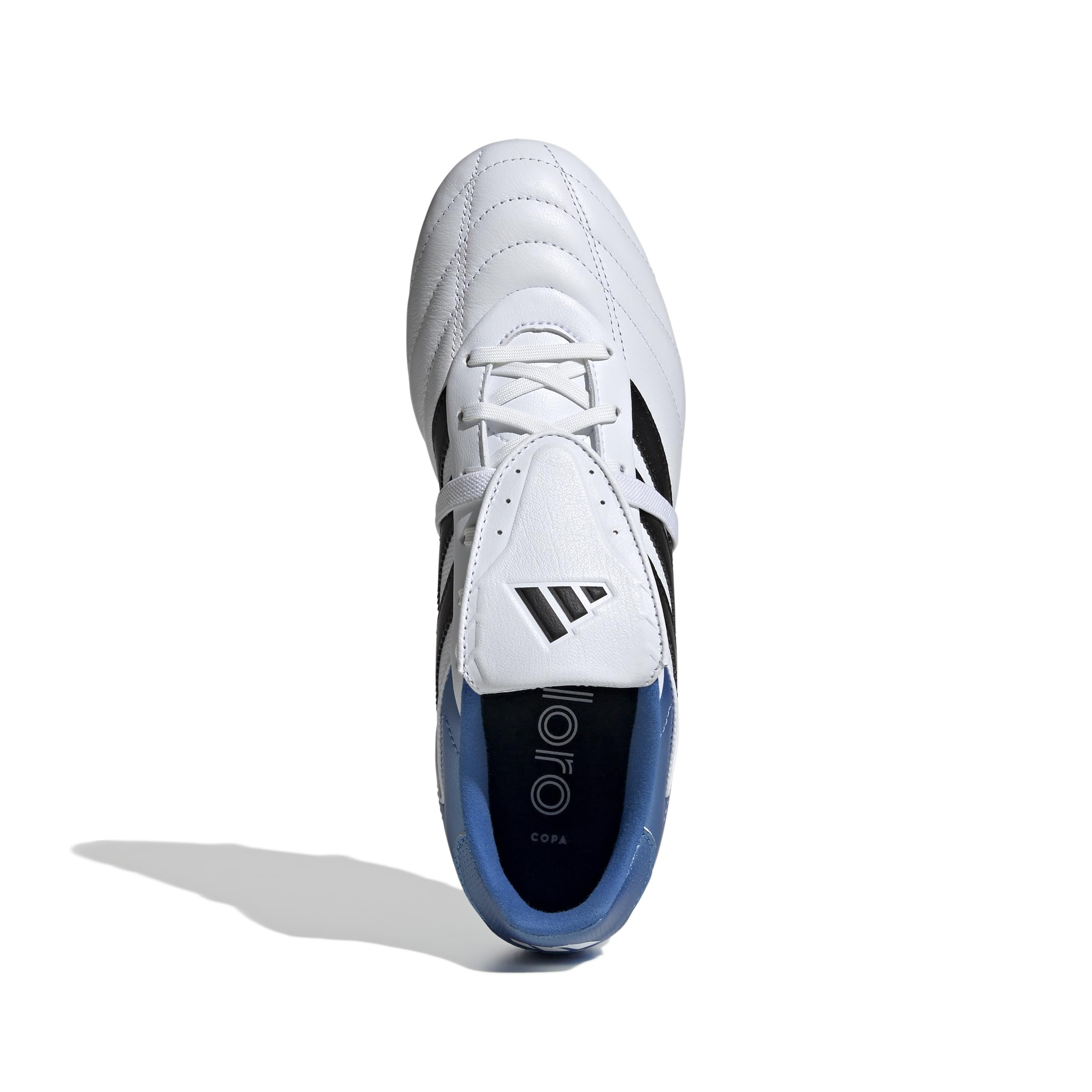 adidas Copa Gloro II Men's Firm Ground Cleats - Rebooted for the Modern Player, Fold-Over Tongue, Leather Upper, Ideal for Firm Ground (White/Black/Blue, US Footwear Size System, Adult, Men, Numeric, Medium, 6.5)