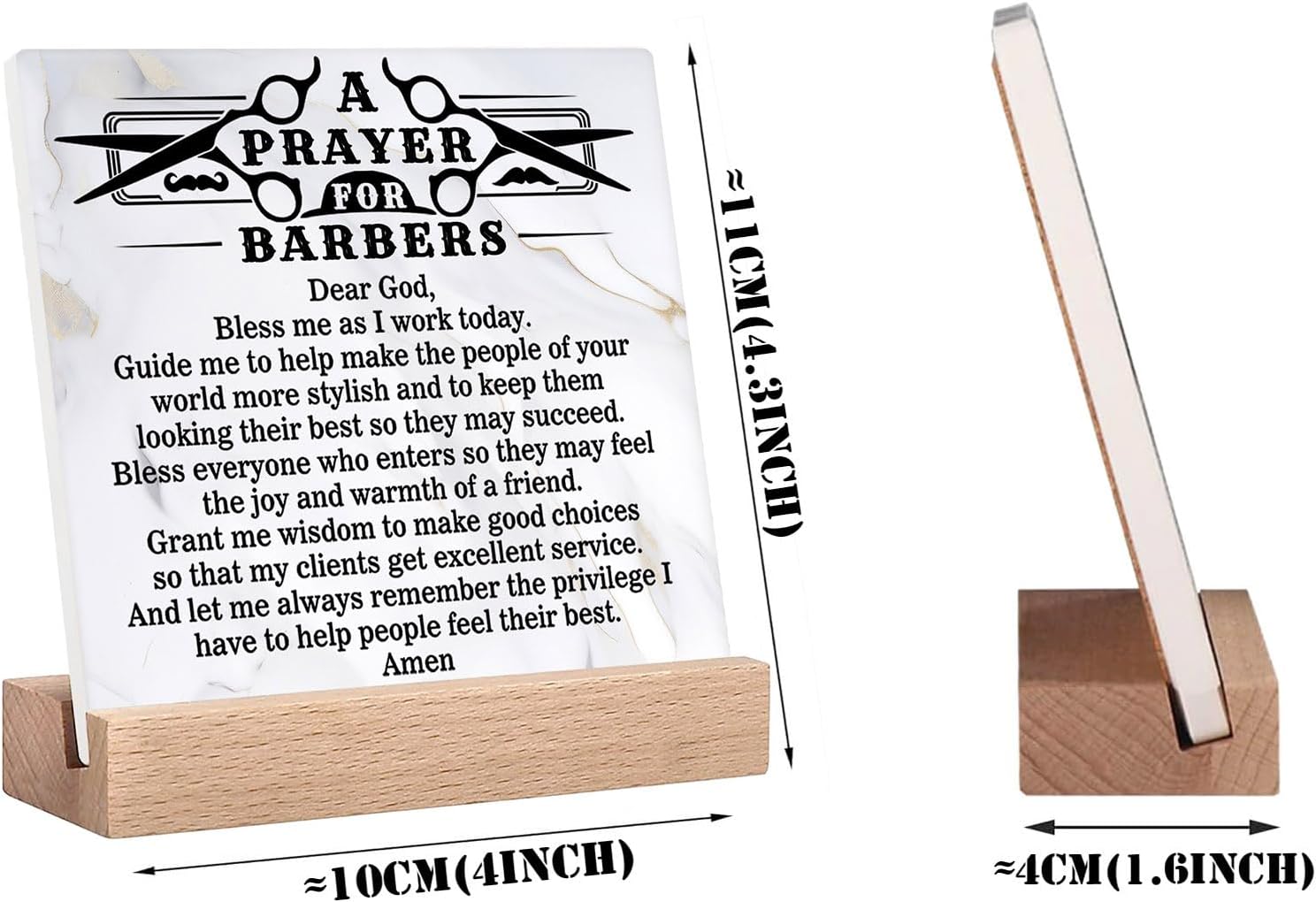 Barber Prayer Sign, Barber Shop Desk Decor, Barber Gifts for Men Fathers Husband Dad, Barbershop Desk Decoration, Home Salon or Office Tabletop Decor image 3