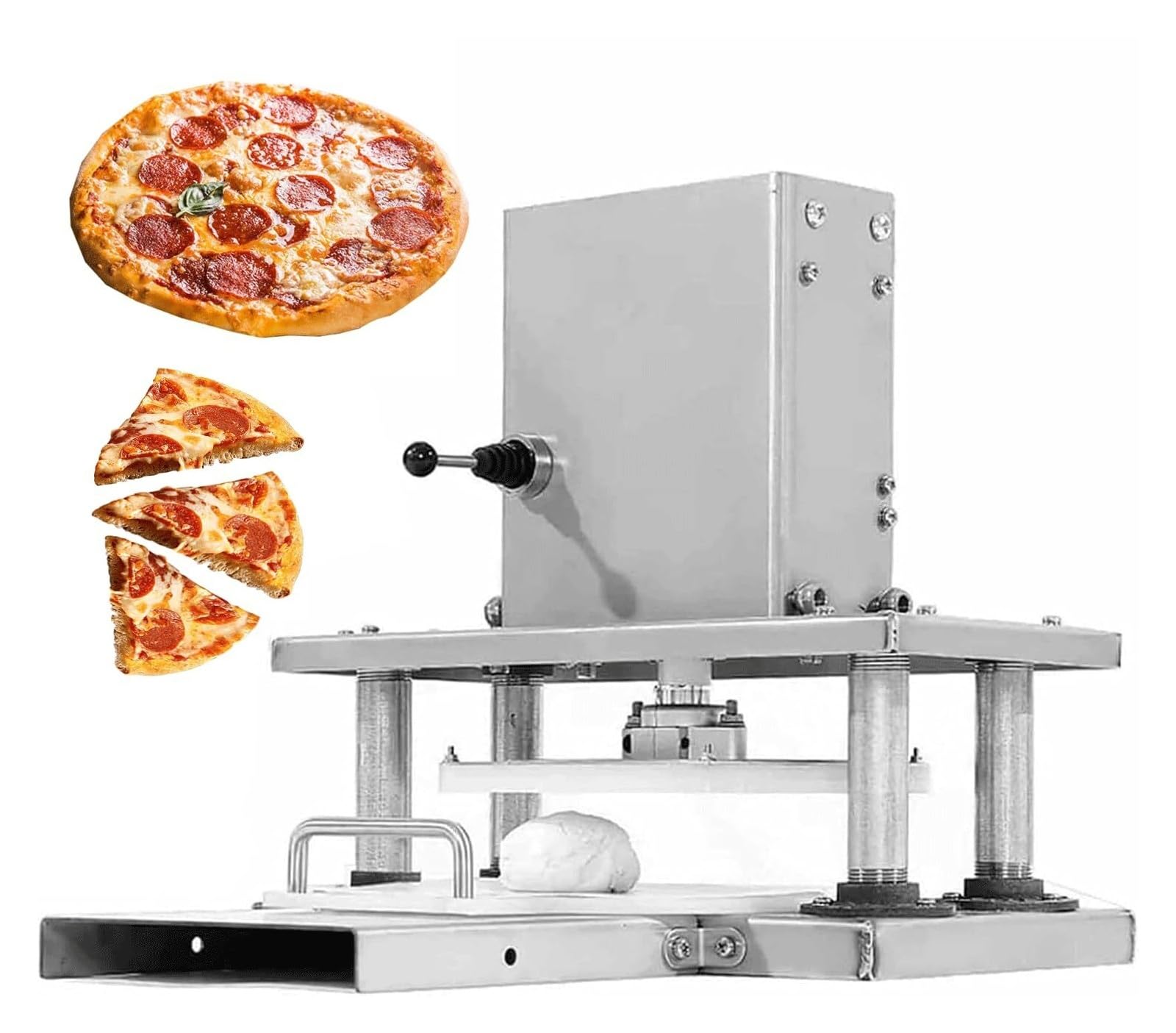 Elektryczna prasa do ciasta do pizzy ze stali nierdzewnej, 22/25/30 cm, okrągły kształt, komercyjna rolka do ciasta, do pizzerii, piekarni, gastronomii, 220 V, z regulacją (22 cm)