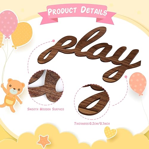 Miniatura 9 de Beeveer Letrero de madera con texto en inglés Where the Wild Ones Play para cuarto de niños, decoración de pared para sala de juegos, niños y bebés