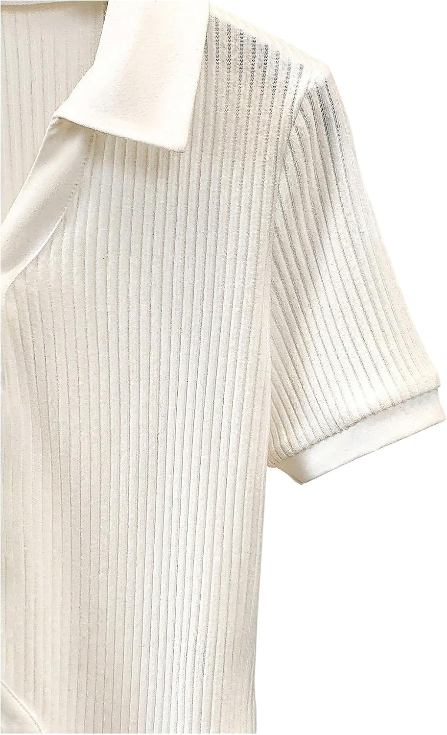 SOLY HUX Women's Short Sleeve Button Down Shirts Collared V Neck Ribbed T Shirt Fitted Summer Casual Knit Tops