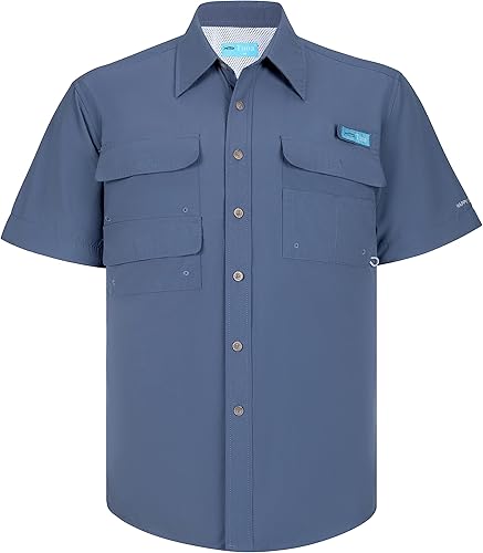 Men's UV UPF 50+ Sun Protection Soild Waterproof Breathable Fast Dry SPF Hiking Fishing Short Sleeve Shirt