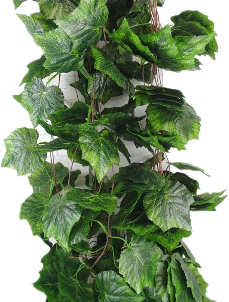 Sleipmon 8 Ft Artificial Ivy Greenery Chain Grape Leaves Vine Foliage Simulation Flowers Vine Grape Leaves Plants For Home Room Garden Wedding Garland Outside Decoration,Pack of 5