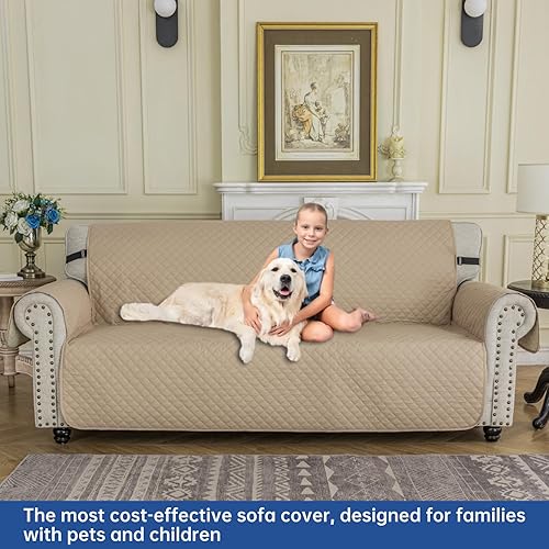 Vista 137 de XINEAGE Funda reclinable resistente al agua, fundas para sofá reclinable de 3 asientos con bolsillos, funda protectora acolchada gruesa para perros