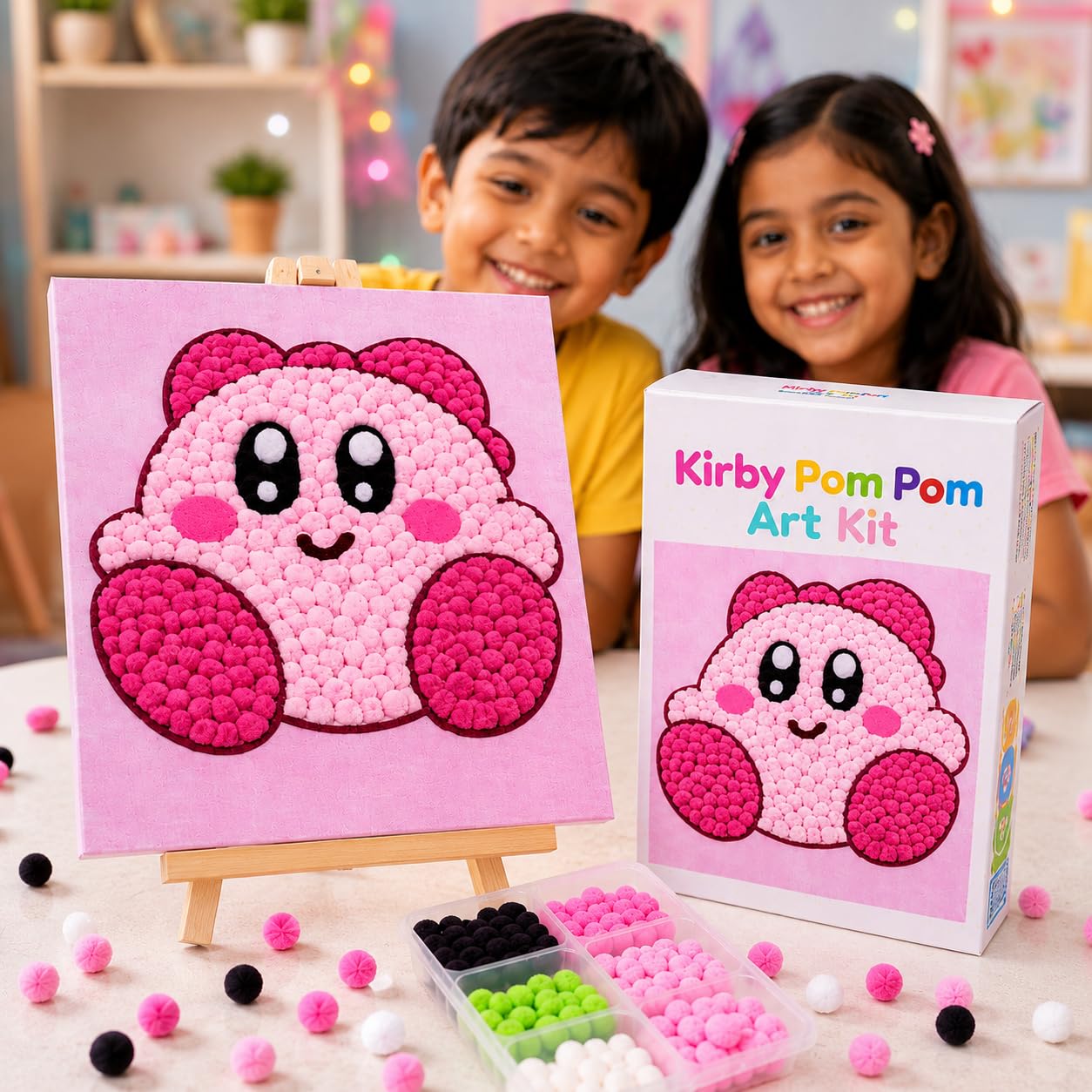 DIMORRA CLUB - From Mini to Mama DIY Alien Pom Pom Art Kit for Kids | Colorful Craft & Activity Set | Easy Peel & Stick Pom Pom Artwork | Creative Learning Toy for Boys & Girls | Ages 3+ (Kirby)-image-47