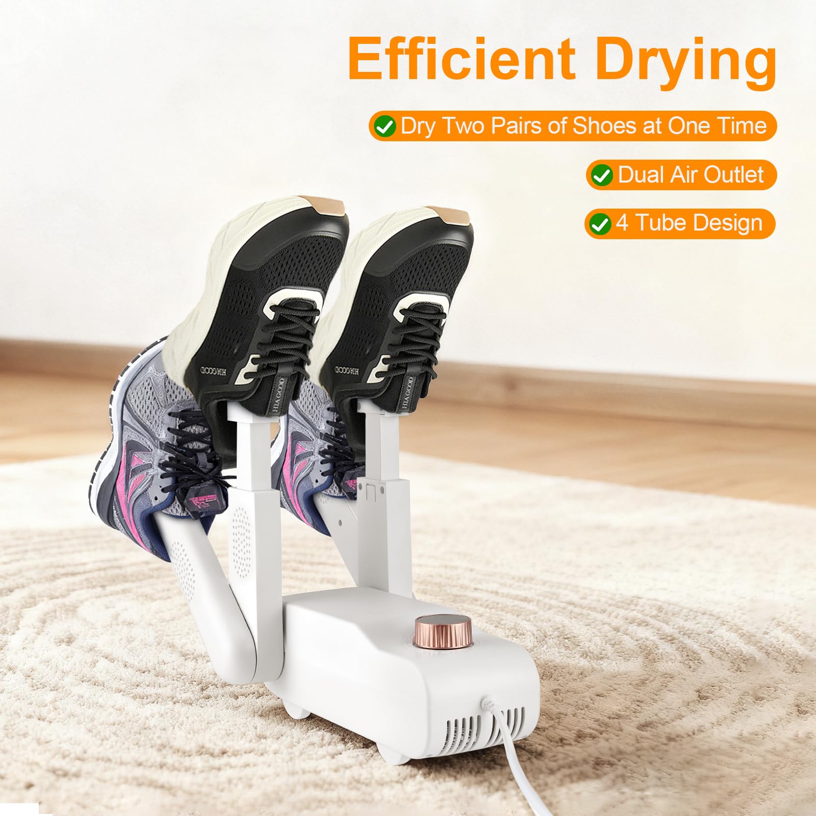 Seche Chaussure Electrique, Sèche Chaussures 2 Paire, 55°C 360° UV, Minuterie 30-120min