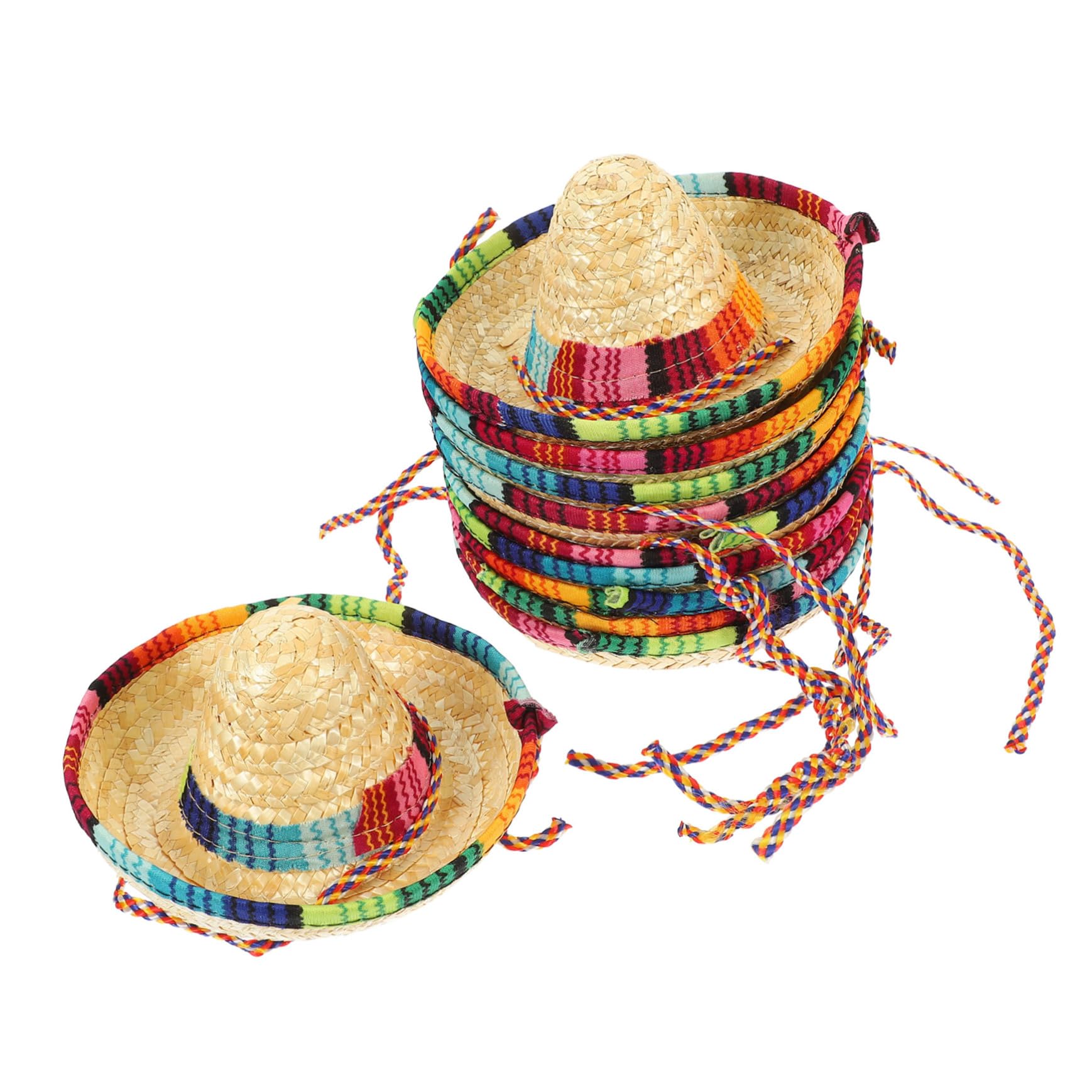 TOYANDONA 10piezas Sombrero para Mascota Cómodo y Ajustable para Perros y Gatos Diseño Decorativo para Fiestas y Eventos De Verano Sombrero para Cachorro Estilo Mexicano Protección Solar Par