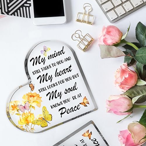 Miniatura 4 de Regalos de condolencias, forma de corazón de acrílico, decoraciones conmemorativas de recuerdo de pisapapeles para la pérdida de un ser querido,