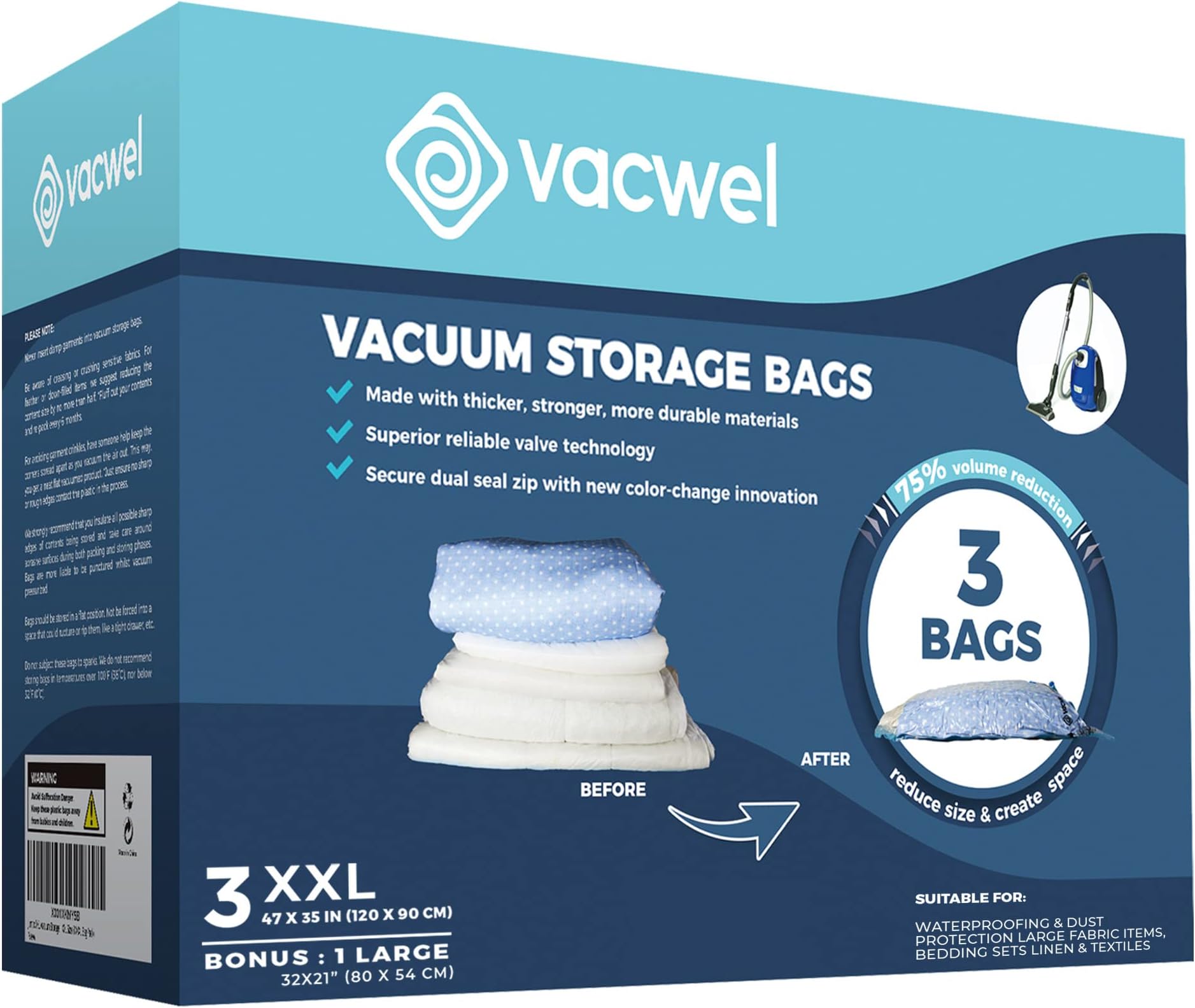 50 PACK Huge Vacuum Seal Moving Storage Bag Space Saver