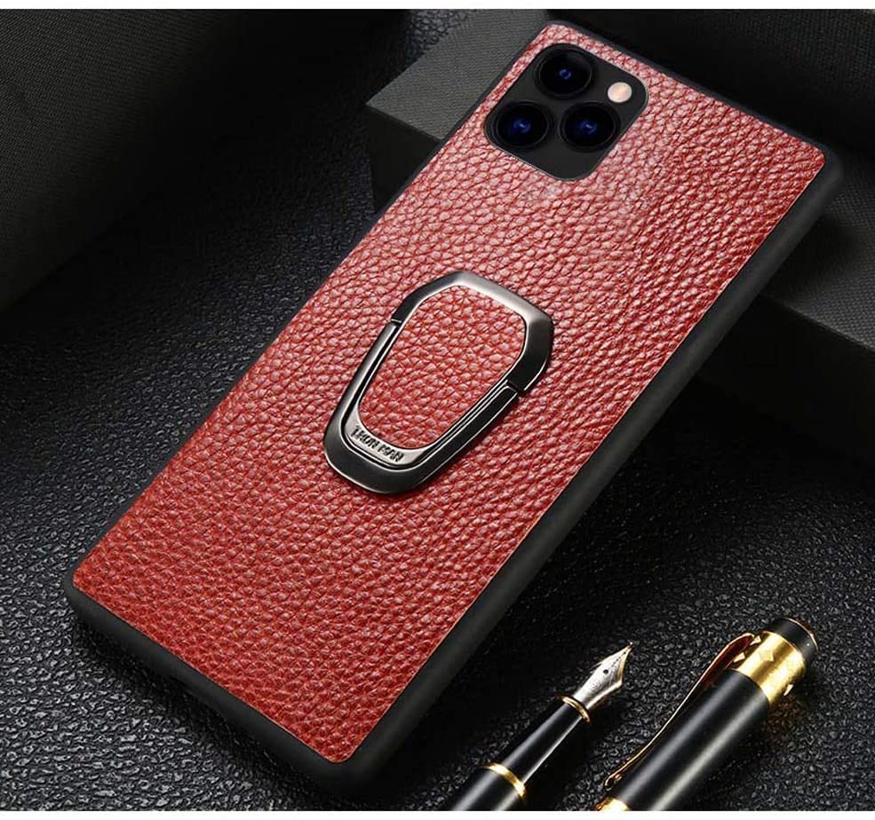 Coque arrière iPhone 12 Pro marron dotée d'un support de doigt magnétique