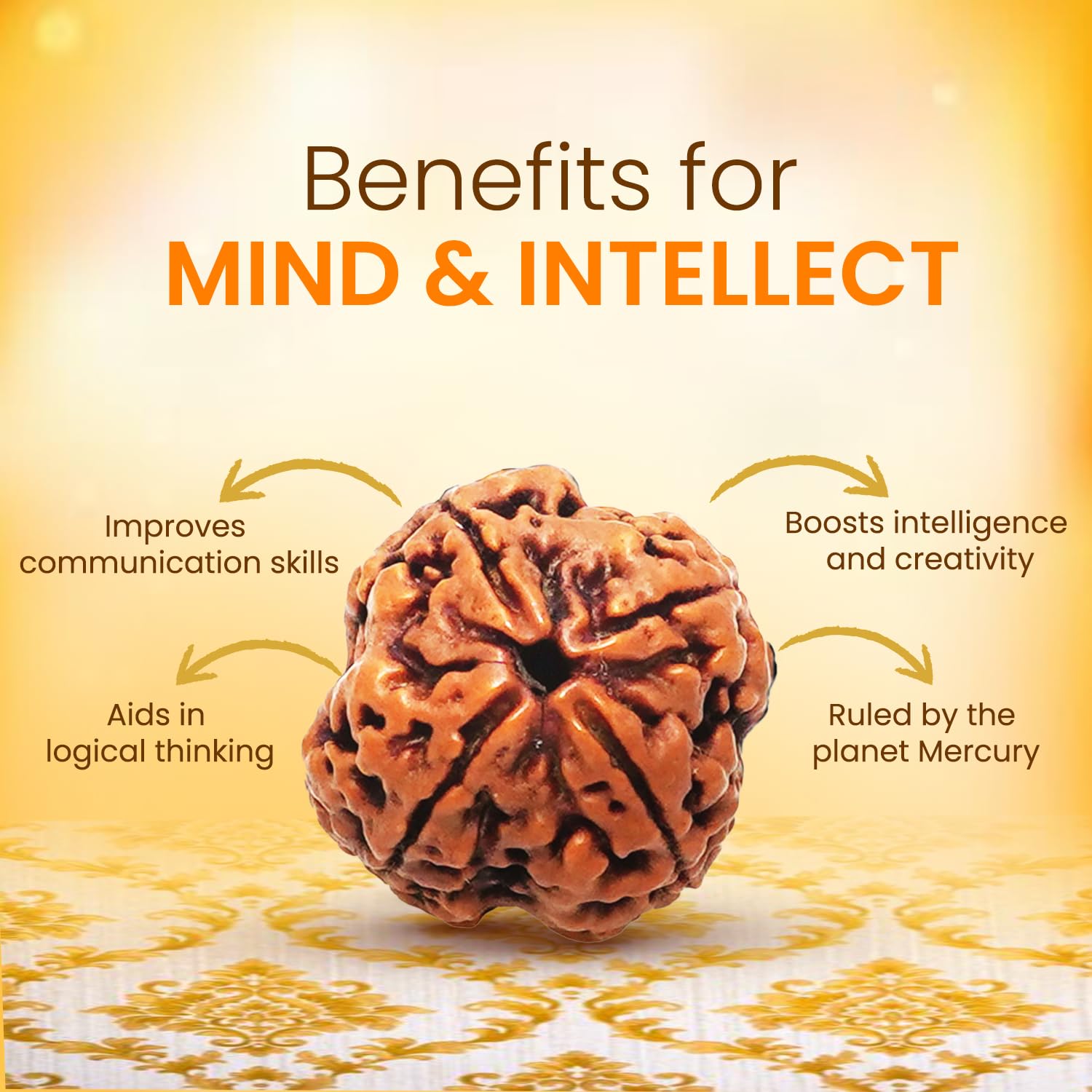 PUSHKARA NATURAL 4 MUKHI RUDRAKSHA CERTIFIED - NEPAL | BROWN | PJTL4M01 - ASTROLOGICAL BENEFITS - UNISEX PENDANTS - POSITIVE ENERGY FOR MEN & WOMEN 3
