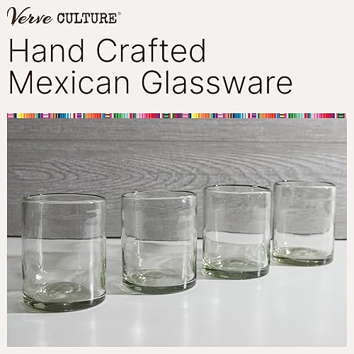 Miniatura 2 de Verve CULTURE Vasos mexicanos, cristalería soplada a mano, vasos cortos de vidrio transparente para cócteles, jugos, bebidas mixtas, elegantes vasos