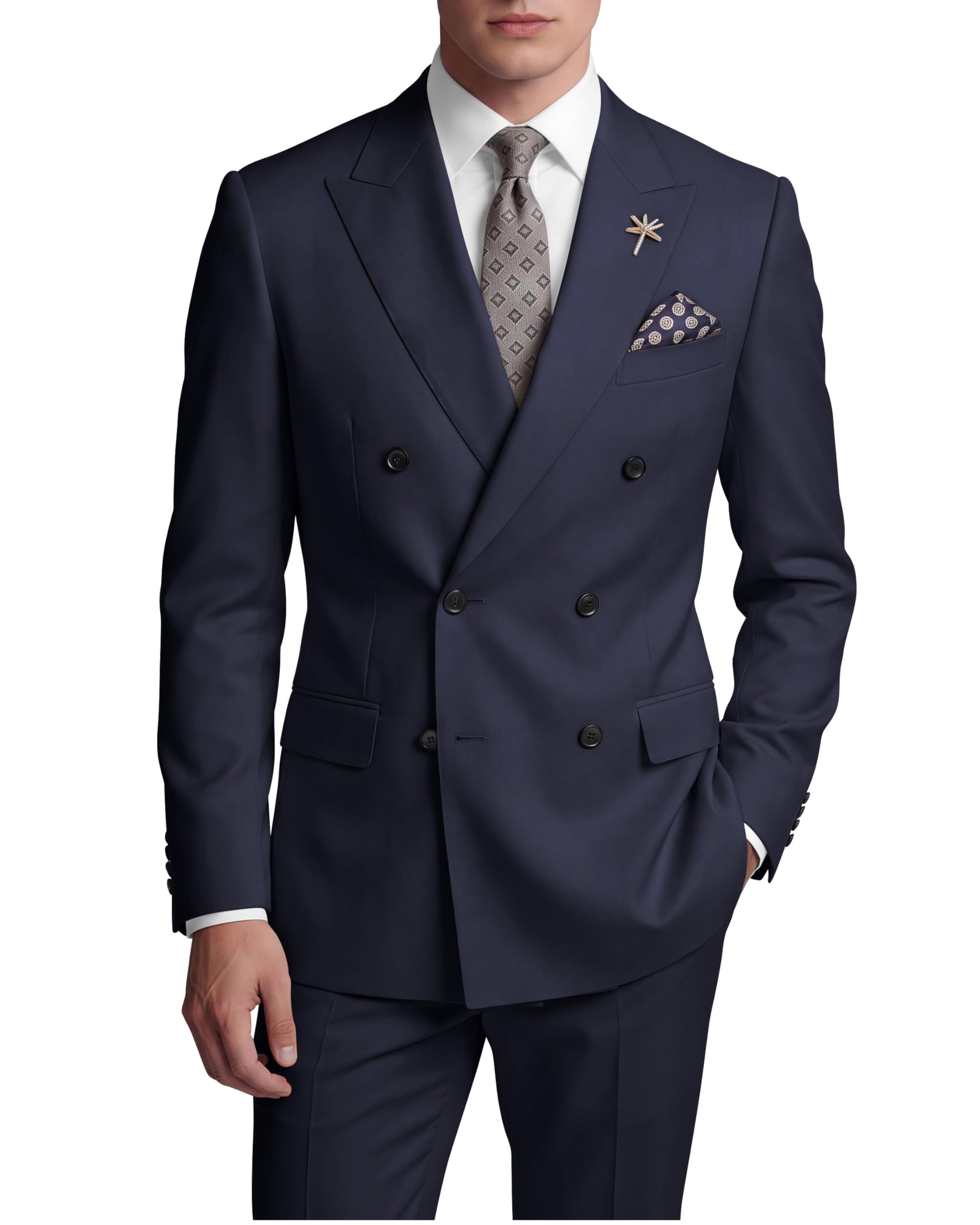 wangyue Mens Suits Double Breasted Suit Men Slim Fit 2 Piece Wedding Prom Double Breasted Blazer Groom Suit Pants Sets-picture-24