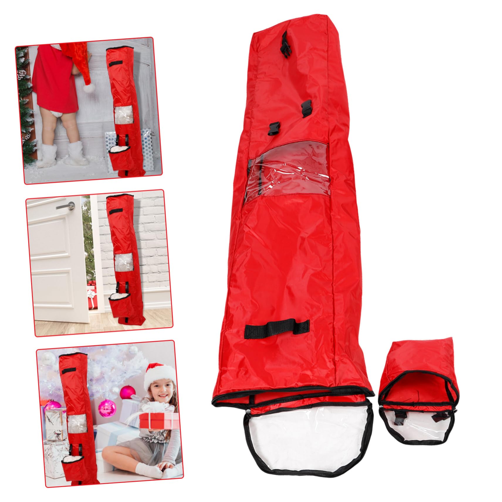 TOGEVAL Xmas Wrapping Paper Storage Bag Multi Organizer for Wrap Rolls and Reusable Design Handles for Holiday Present Storage