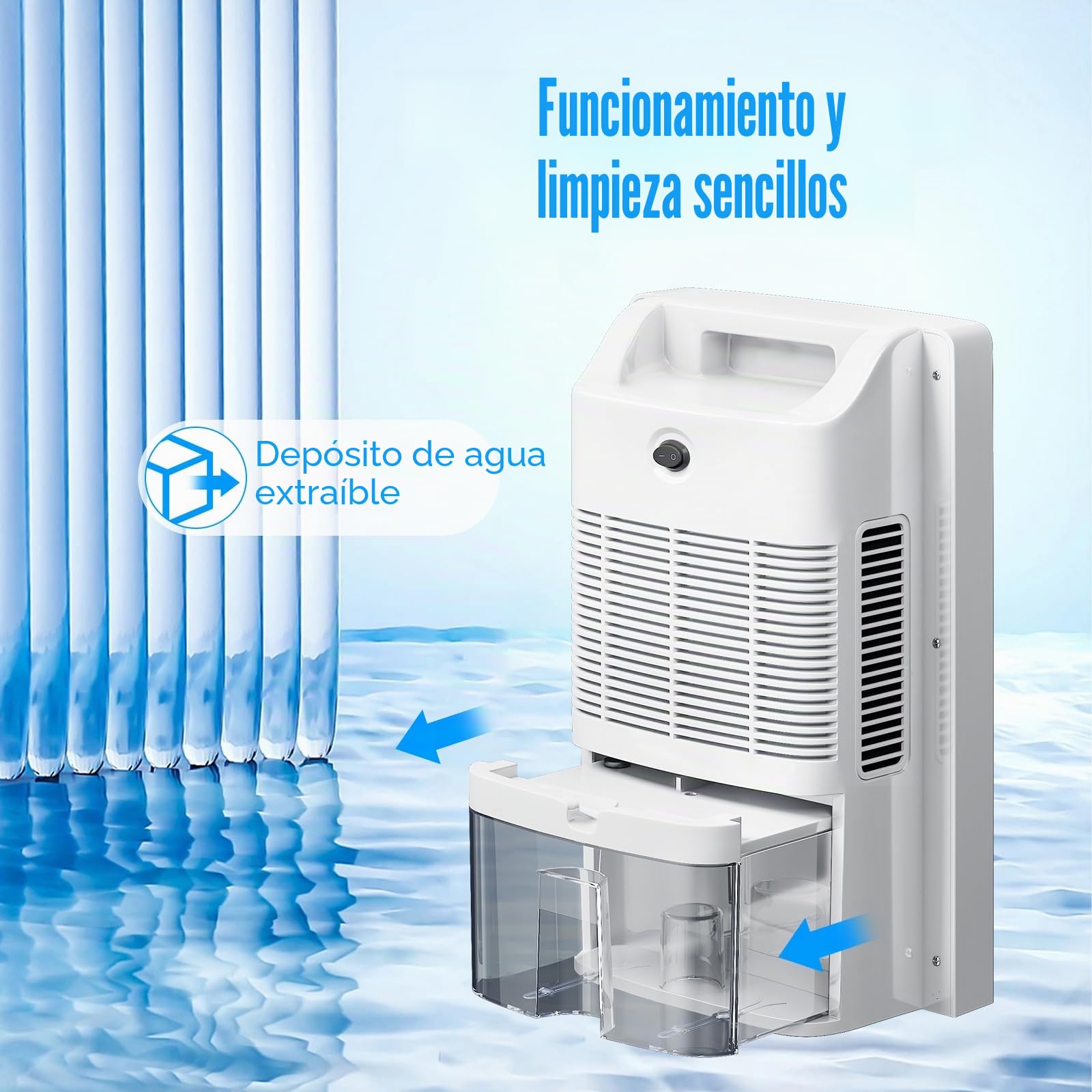 Deshumidificador eléctrico, Deshumidificador y purificador de aire 2 en 1, silencioso para casa - pantalla LED, Control inteligente de humedad, Temporizador de 24h, Control remoto (A)