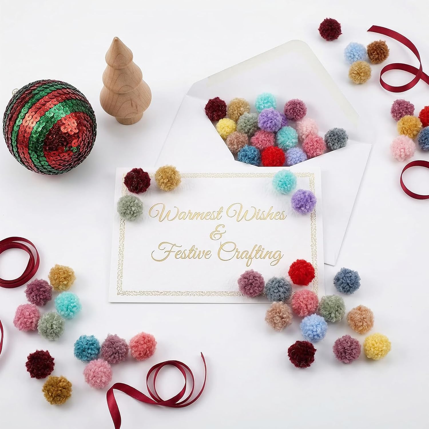 200 Pcs Small Pom Poms for Crafts Mini Pom Poms, Mini Pompoms 0.59 Inch Soft and Fluffy Craft Pom-Poms for DIY Arts, Crafts Projects, Home Decorations Multicolor