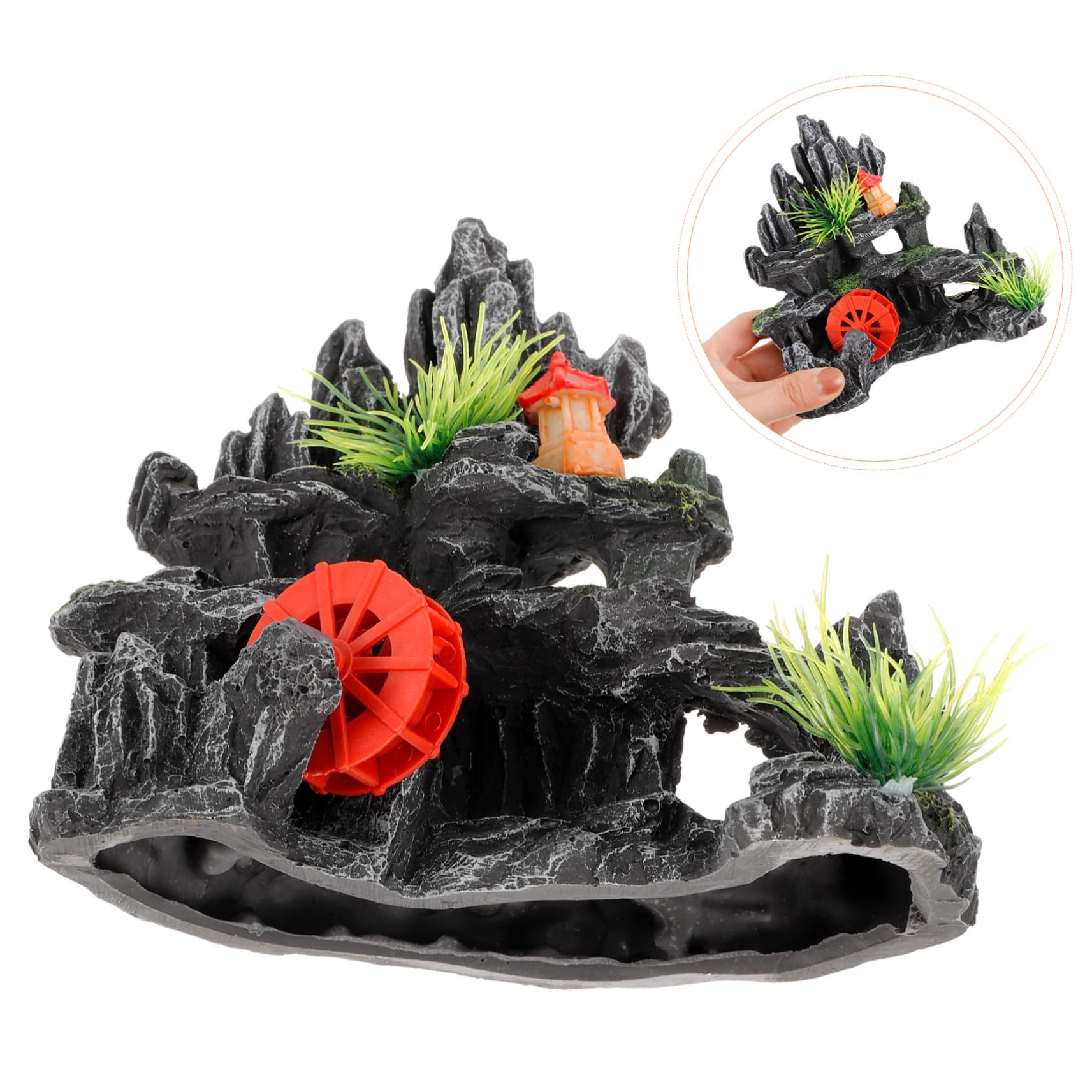 DOITOOL Lot De 2 Cachettes pour Aquarium Rochers Grottes De Montagne Ornements en Résine Naturelle Grottes pour Reptiles Grottes À Crevettes Ornements en Rondins