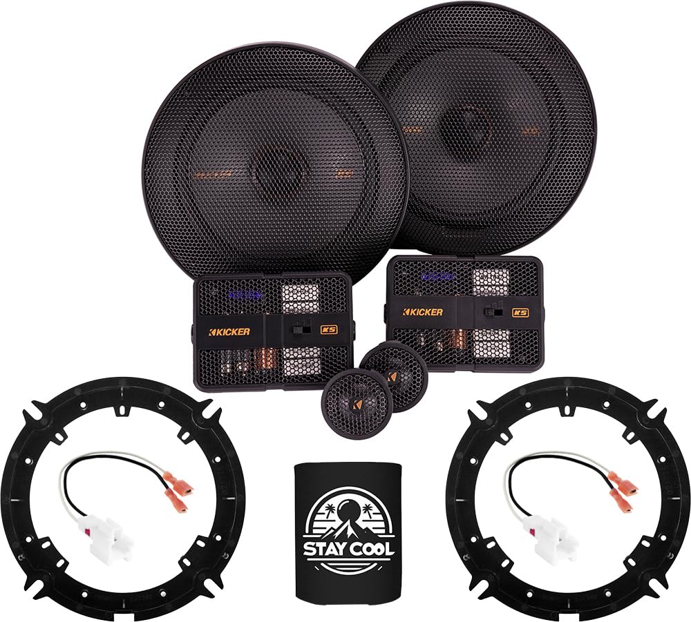 KICKER Speakers 6.5 inch for Hyundai Elantra 2011-2016 Upgrade Kit - Pair of KS Series with Adapters and Harness, Component 6 1/2 Car Audio Front or Rear Door Speaker KSS650, 51KSS6504